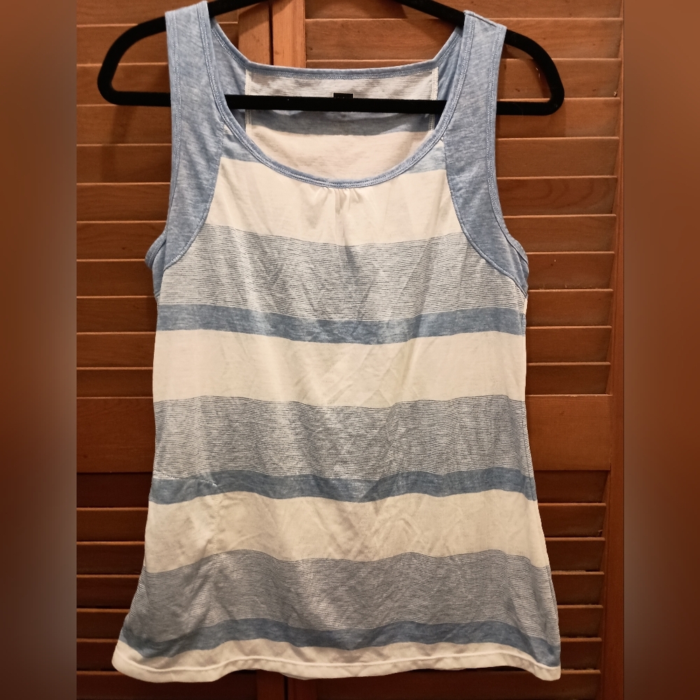 REI, Blue and White Striped Tank Top. Size Medium
